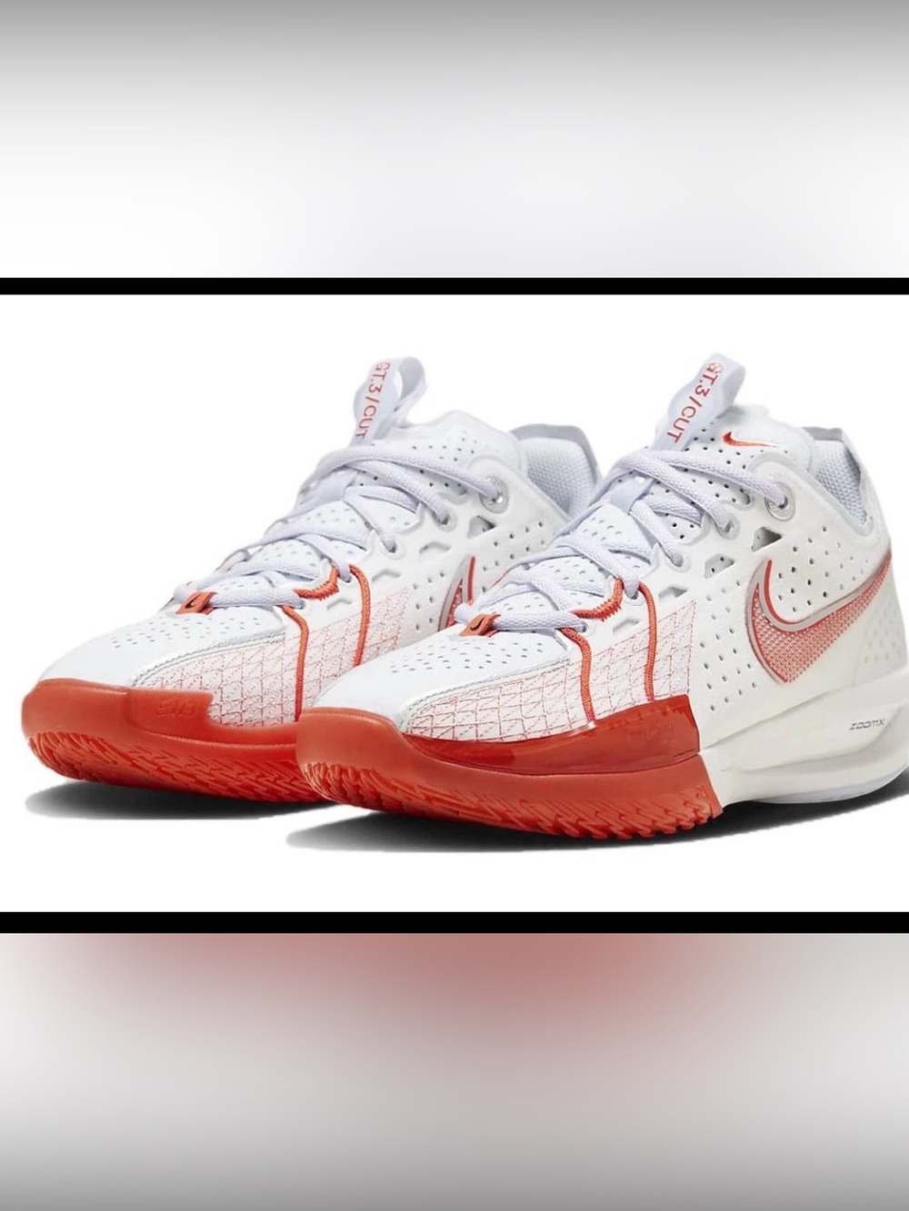 Nike Air Zoom GT Cut 3 Basketball/ White/Black/Grey/ Picante Red/Metal Silver